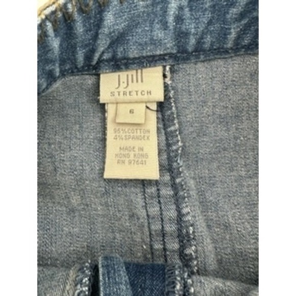 J.Jill Denim Skirt Stretch Blue with Brown Lace Hem Detail Women's Sz 6 - Picture 4 of 7